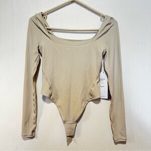 Lululemon XS Wundermost Ultra-Soft Nulu Square-Neck Long-Sleeve Bodysuit Mojave